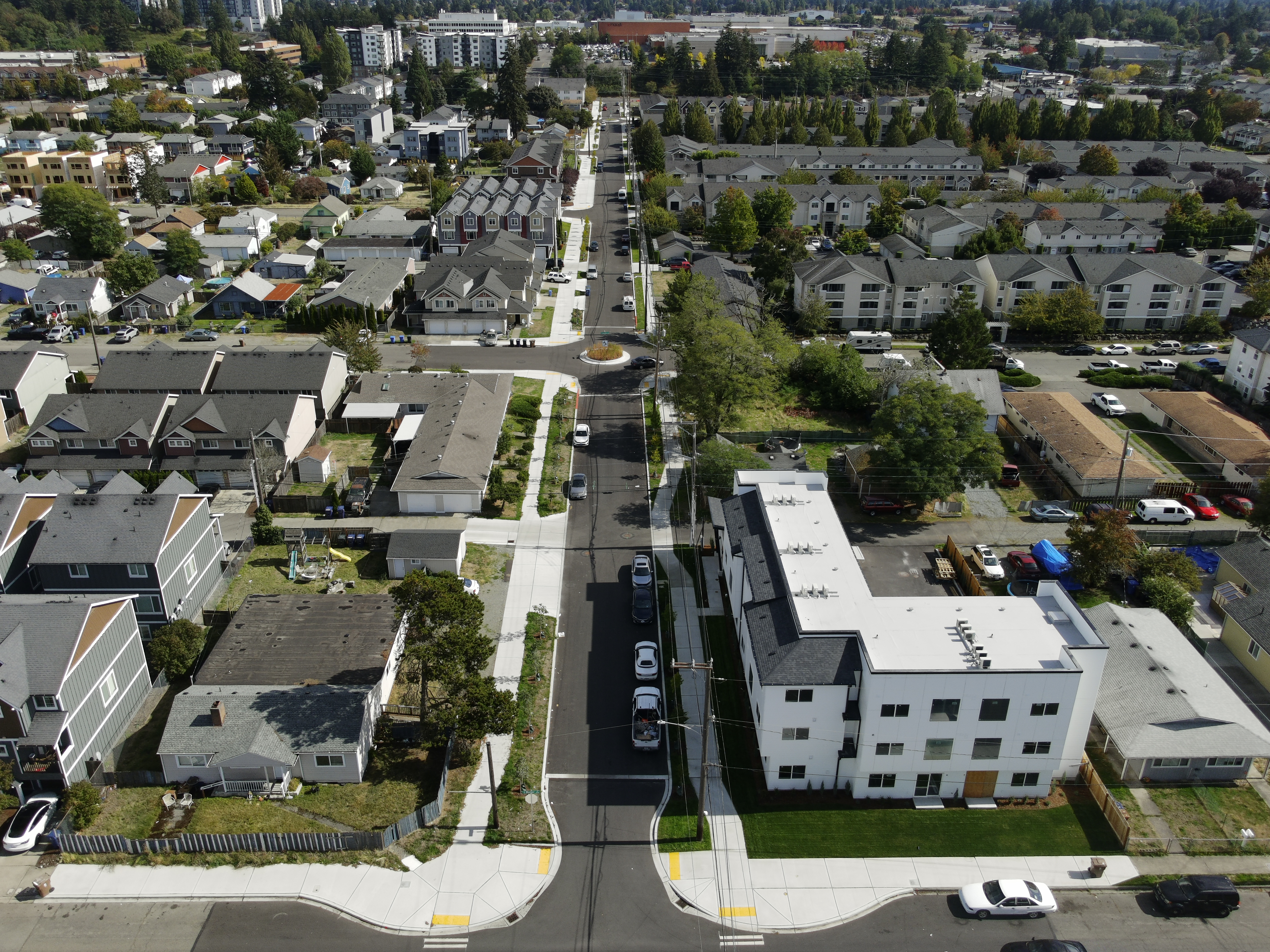 aerial view of madison district's permeable pavement 
