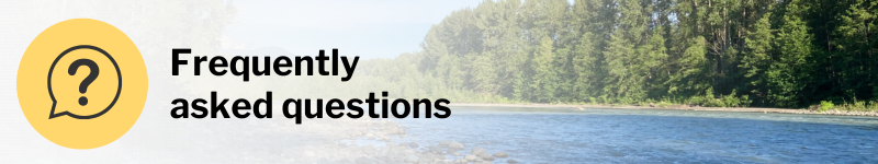Frequently asked questions icon with image of Nooksack River