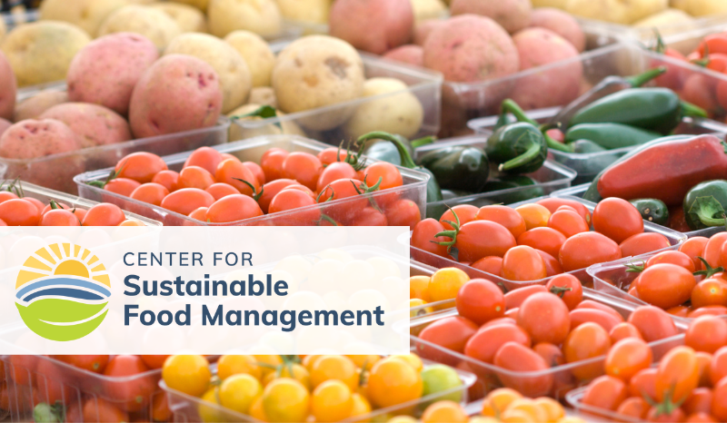 The Washington Center for Sustainable Food Management logo with a cart of produce behind it.