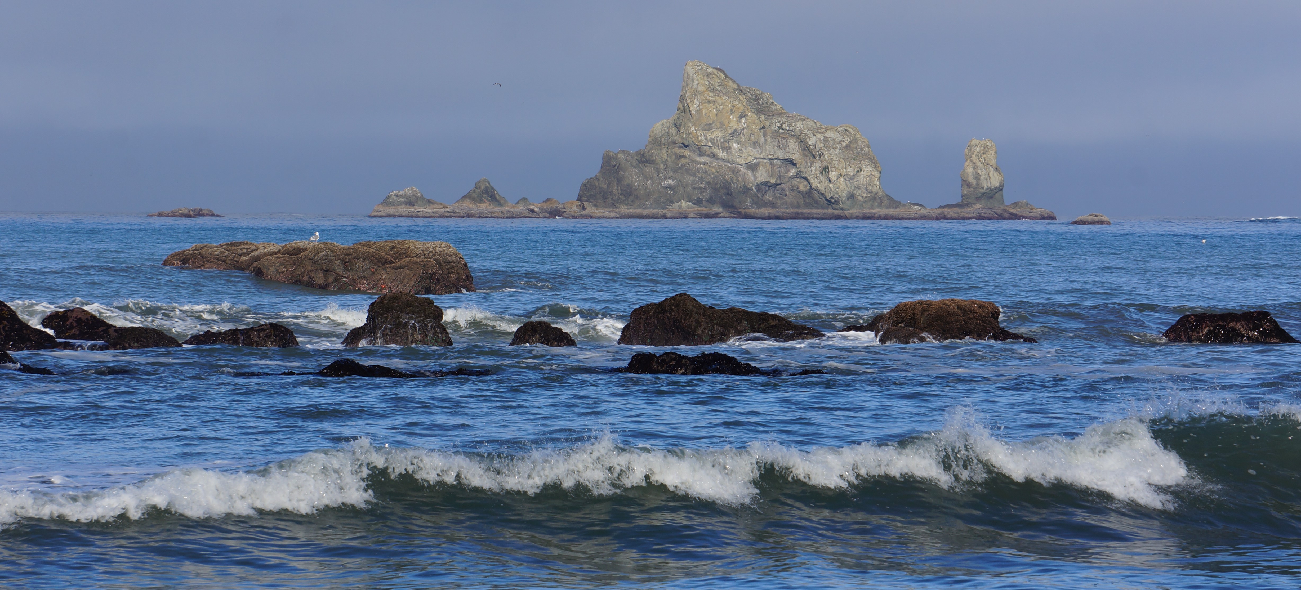 A picture taken from Rialto Beach of sea stacks on Washington’s Pacific Coast.