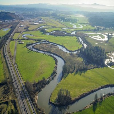 Chehalis River basin near Chehalis and Centralia in Lewis County, Washington.
