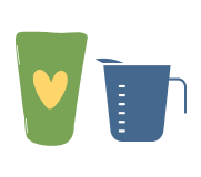 illustration of one blue and one green reusable cup
