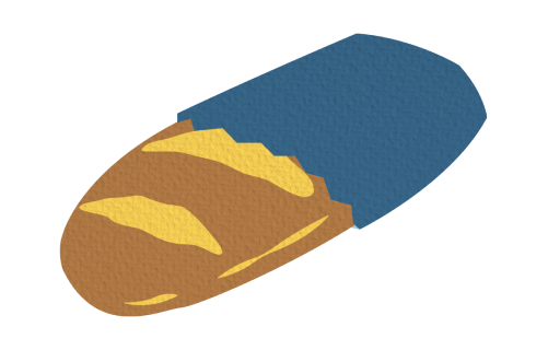 Illustration of a loaf of bread in blue packaging