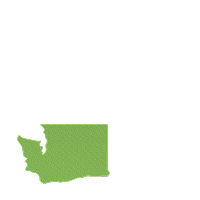 Illustration of shape of Washington State in green