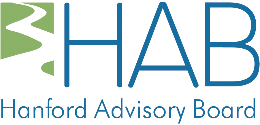 Logo of a river between green shorelines with text reading HAB - Hanford Advisory Board