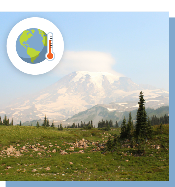 Mount Rainier on a hazy day from wildfire smoke.