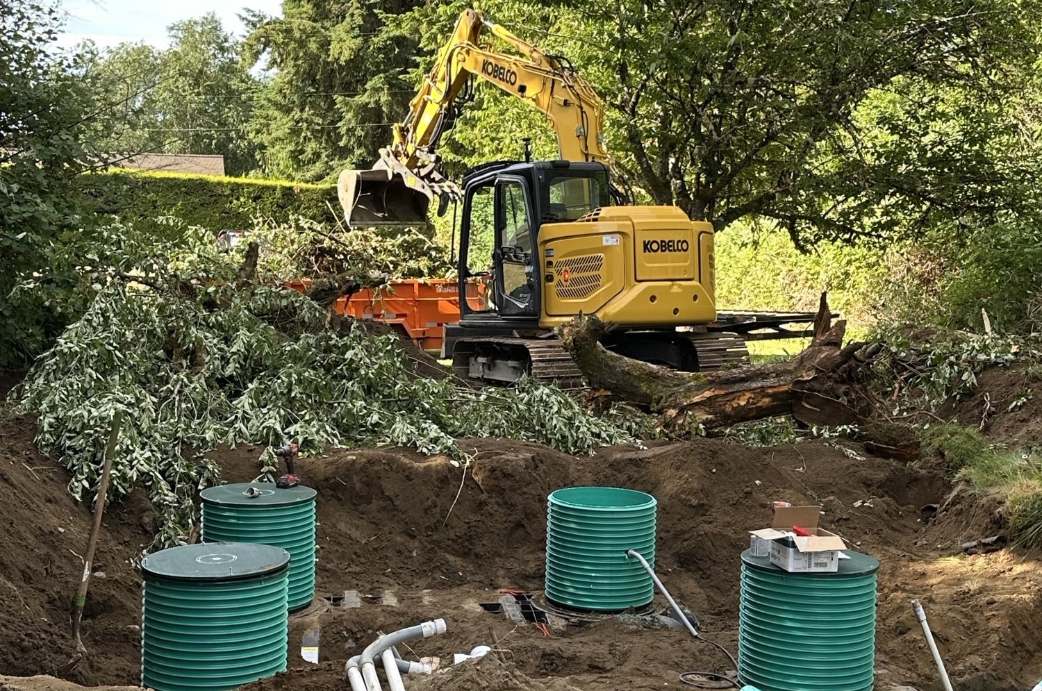Excavation for a septic system replacement