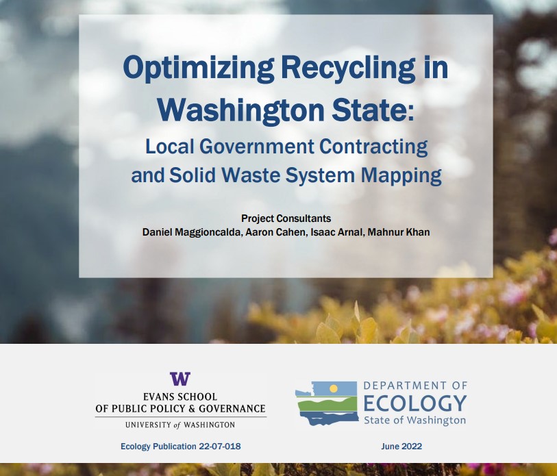 cover of Optimizing Recycling in Washington State report