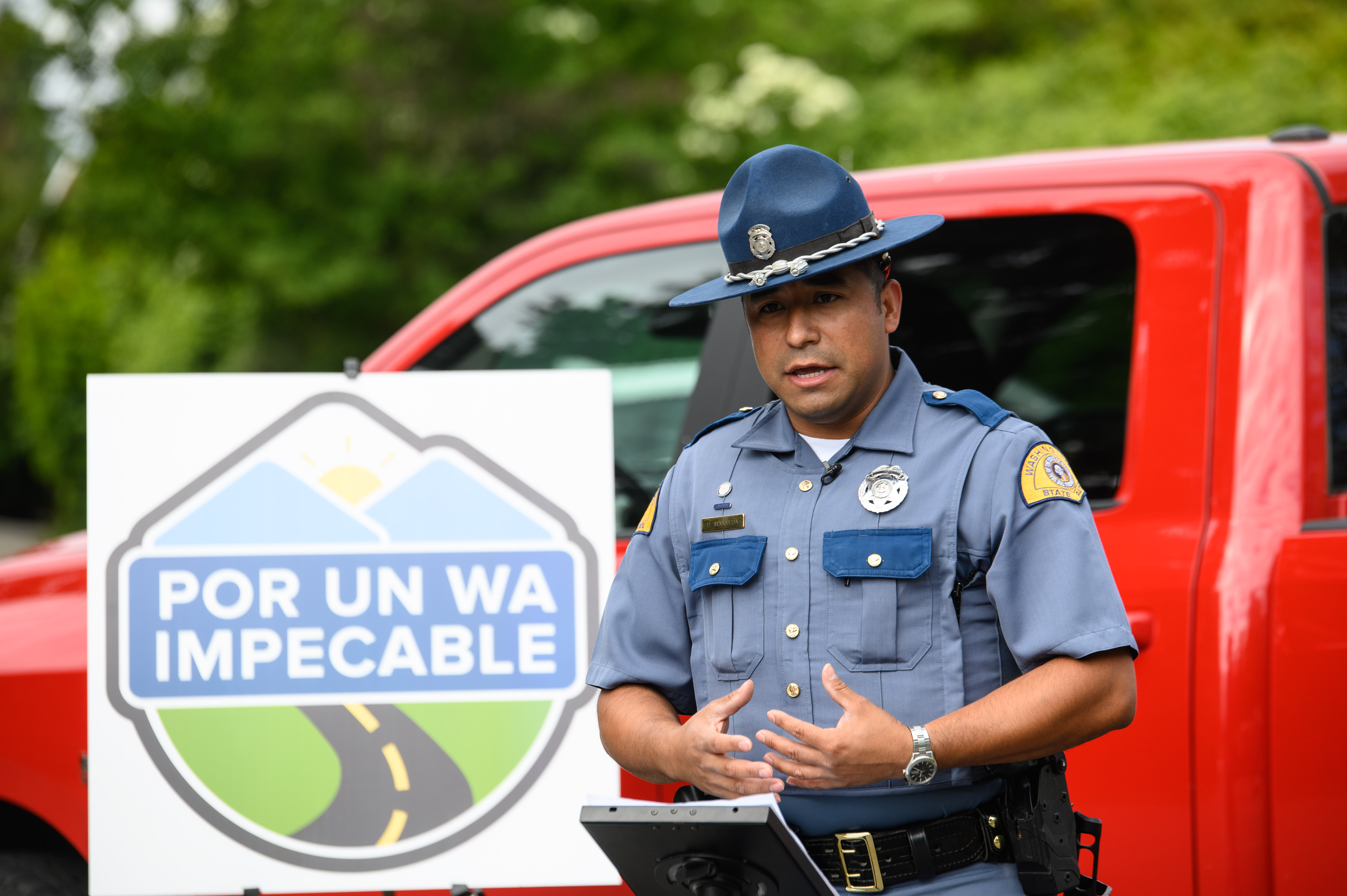 An officer from the Washington State Patrol talks about the importance of securing your load.