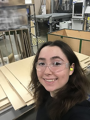 Canyon Creek Cabinet Company intern on the manufacturing floor.